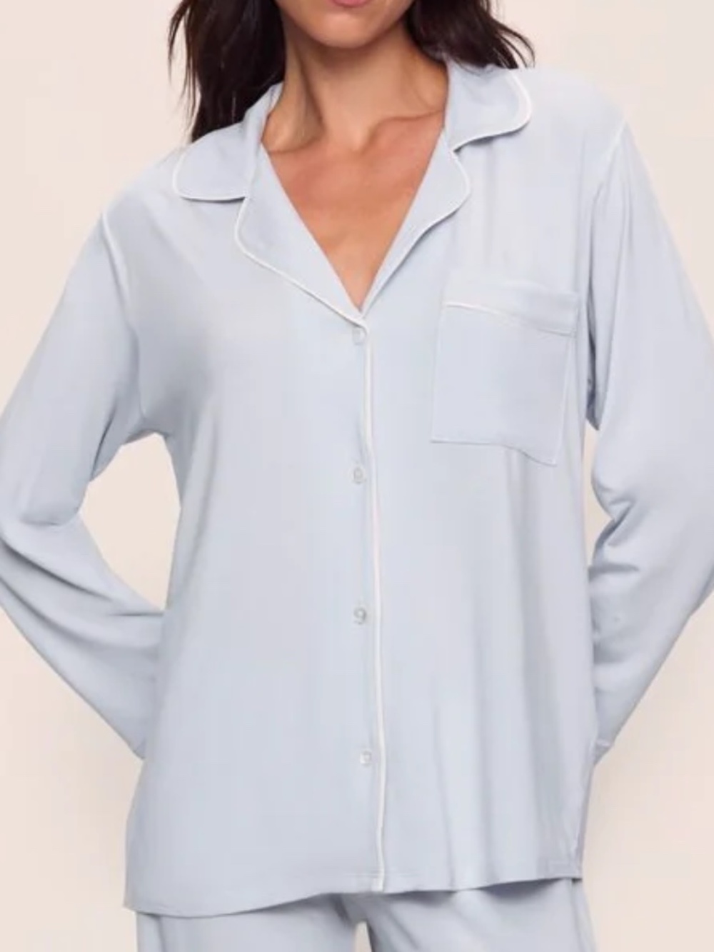 Eberjey Women's Gisele Long Pajama Set - Ice Blue - size Large - NEW